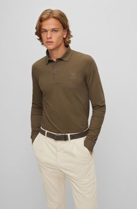 New Mens Long Sleeved Plain 3 Button Polo Shirt Sweatshirt Cotton Top Jumper MLX 