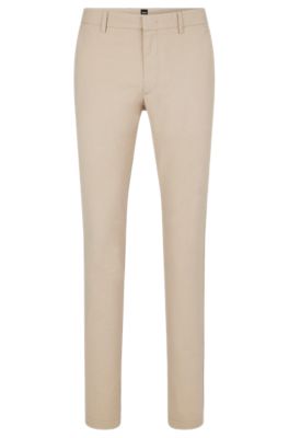Hugo Boss Slim-fit Chinos In Stretch-cotton Gabardine In Light Beige