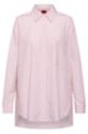 Oversized-fit blouse in striped cotton with stacked logo , light pink
