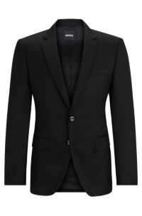 Slim-fit jacket in virgin-wool serge, Black