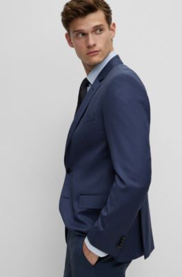Slim-fit jacket in virgin-wool serge, Light Blue
