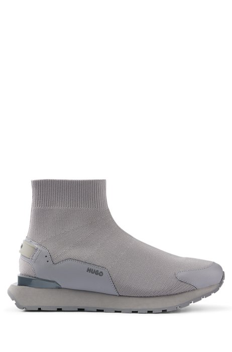 High-top sock trainers with logo loop, Grey