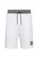 French-terry-cotton shorts with repeat-logo waistband, White