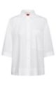 Relaxed-fit blouse met gestapeld logo van katoen, Wit