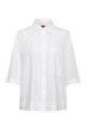 Relaxed-fit blouse met gestapeld logo van katoen, Wit