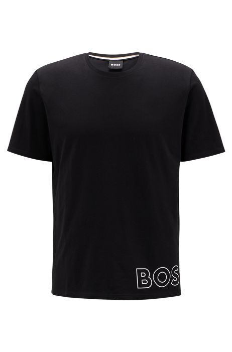 Heren T-shirts voor BOSS by HUGO BOSS-T-shirts BOSS by HUGO BOSS Pyjamashirt Met Korte Mouwen En Contourlogo Van Stretchkatoen in het Zwart voor heren 