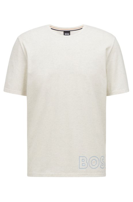 Pyjama-Shirt aus Stretch-Baumwolle mit Logo-Umriss, Weiß