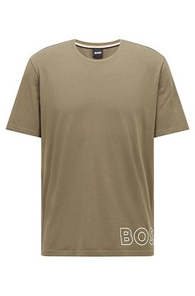 Stretch-cotton pajama T-shirt with outline logo