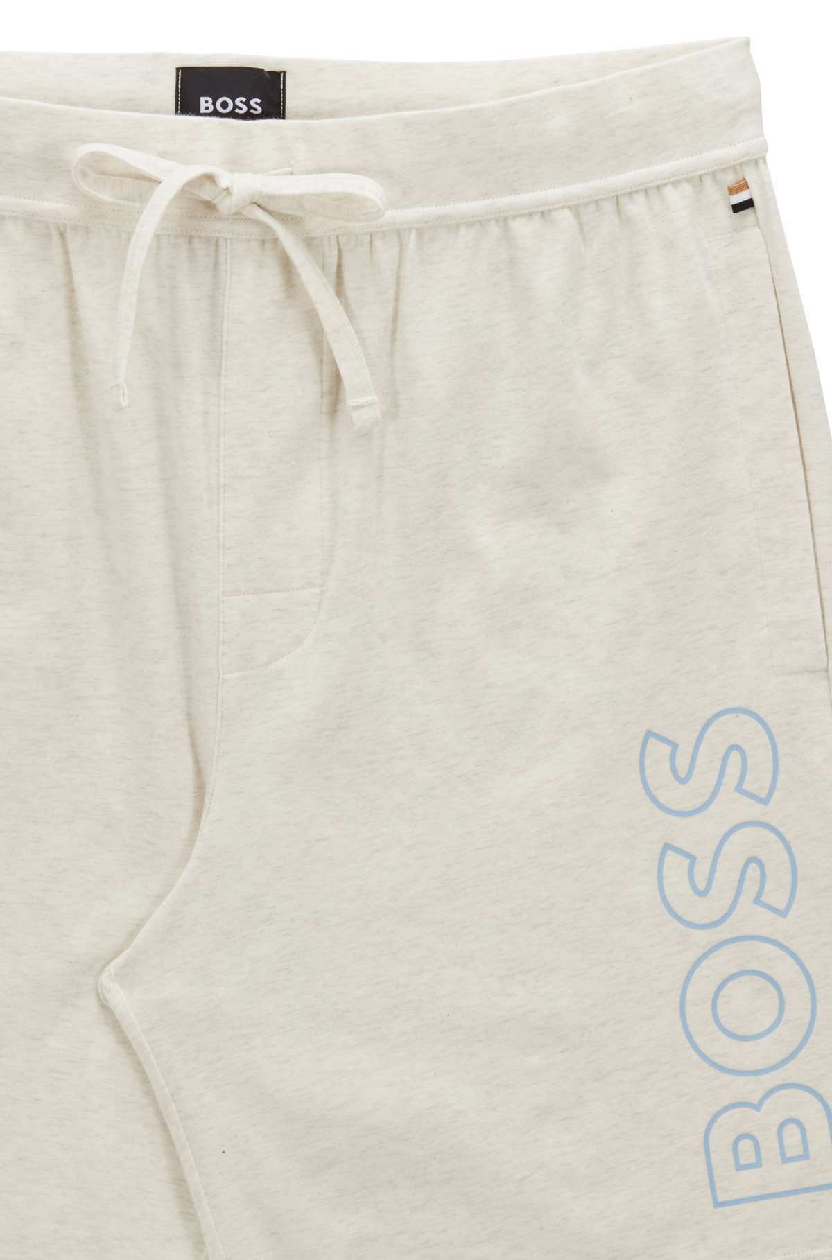 Pyjama-Shorts aus Stretch-Baumwolle mit Logo-Umriss, Weiß