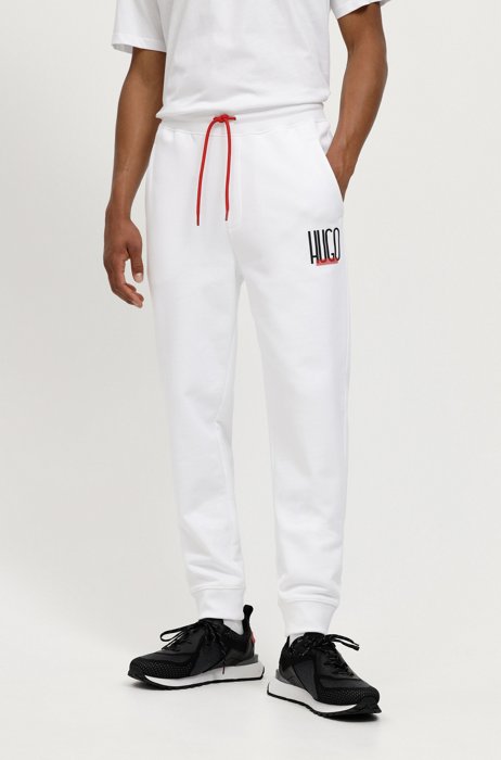 Regular-fit tracksuit bottoms with logo print, White