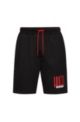 Regular-fit shorts in French terry with logo print, Black