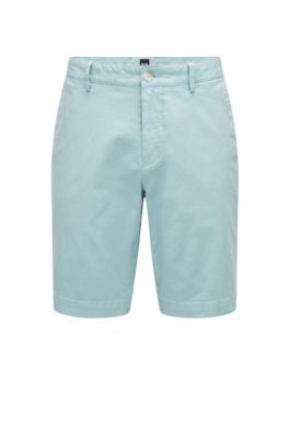 Hugo Boss Slim-fit Regular-rise Shorts In Stretch Cotton In Turquoise