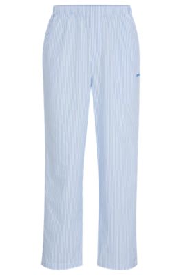 BOSS Logo embroidered pyjama bottoms in striped cotton poplin