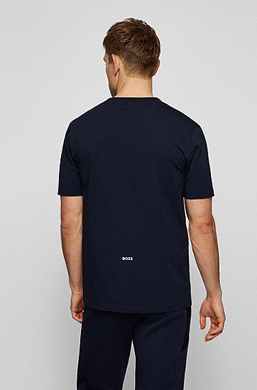 BOSS 博斯徽标品牌标志常规版型弹力棉 T 恤,  402_Dark Blue