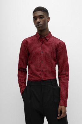 hugo boss red dress shirt