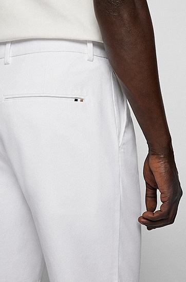 结构纹理弹力棉修身短裤,  100_White