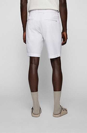 BOSS 博斯结构纹理弹力棉修身短裤,  100_White