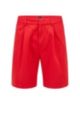 Pleat-front shorts in stretch-cotton gabardine, Red