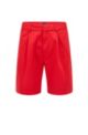 Shorts con pinzas de tejido de gabardina de algodón elástico, Rojo