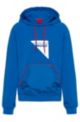 Slim-fit hooded sweatshirt with decorative reflective logo, Blue