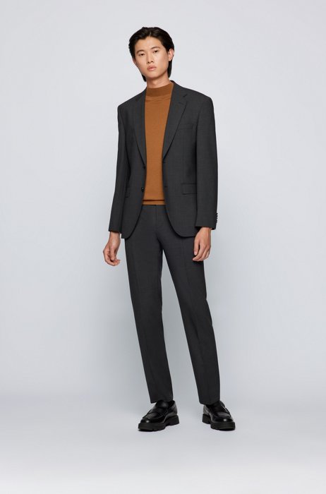 Regular-fit suit in a melange wool blend, Grey