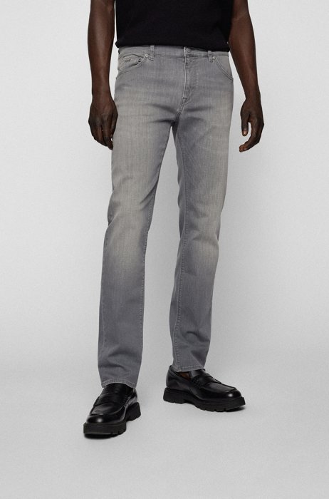 Graue Regular-Fit Jeans aus leichtem Denim, Grau