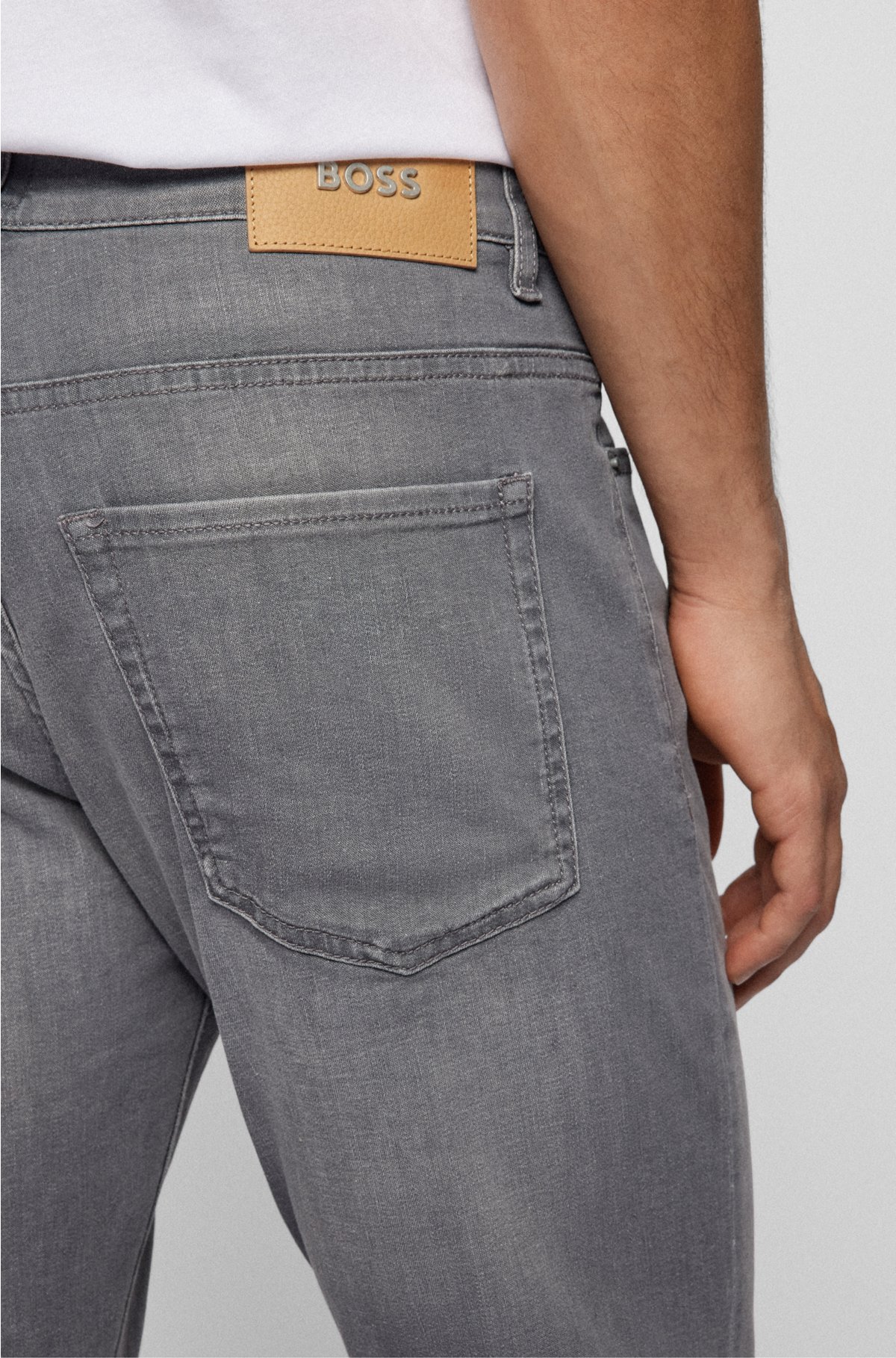 BOSS - Slim-fit jeans in gray lightweight denim