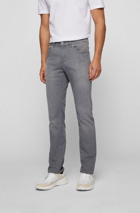 BOSS - Slim-fit jeans in grey lightweight denim