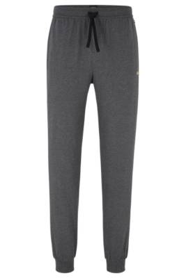 Hugo Boss Stretch-cotton Tracksuit Bottoms With Embroidered Logo In Gray