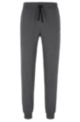 Stretch-cotton tracksuit bottoms with embroidered logo, Dark Grey