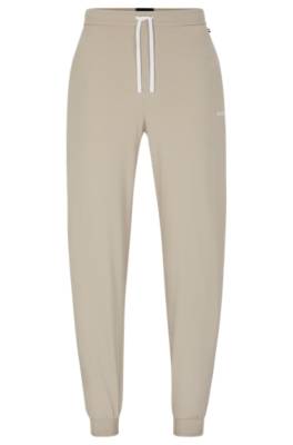 Hugo Boss Stretch-cotton Tracksuit Bottoms With Embroidered Logo In Neutral