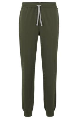 Hugo Boss Stretch-cotton Tracksuit Bottoms With Embroidered Logo In Green