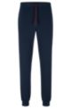 Stretch-cotton tracksuit bottoms with embroidered logo, Dark Blue