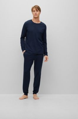 Pantaloni del pigiama in cotone elasticizzato con elastico in vita con logo HUGO BOSS Uomo Abbigliamento Abbigliamento per la notte Loungewear 