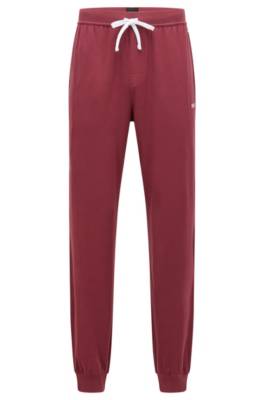 Hugo Boss Stretch-cotton Tracksuit Bottoms With Embroidered Logo In Red
