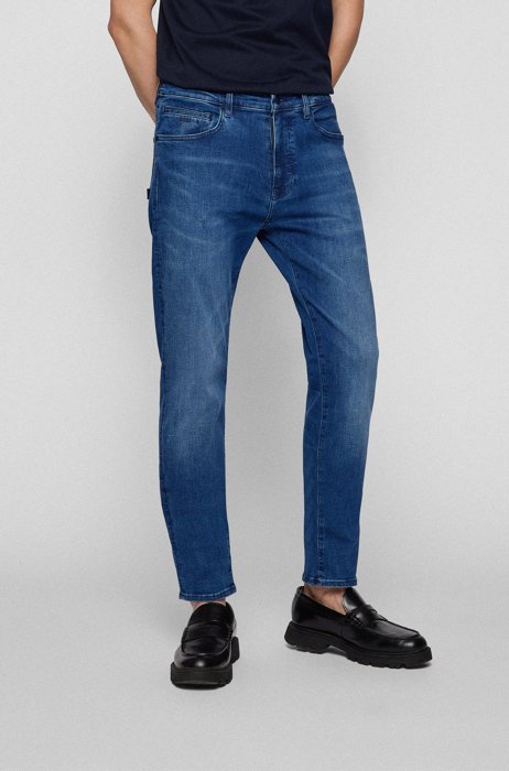Tapered-fit jeans in blue supreme-movement denim, Dark Blue