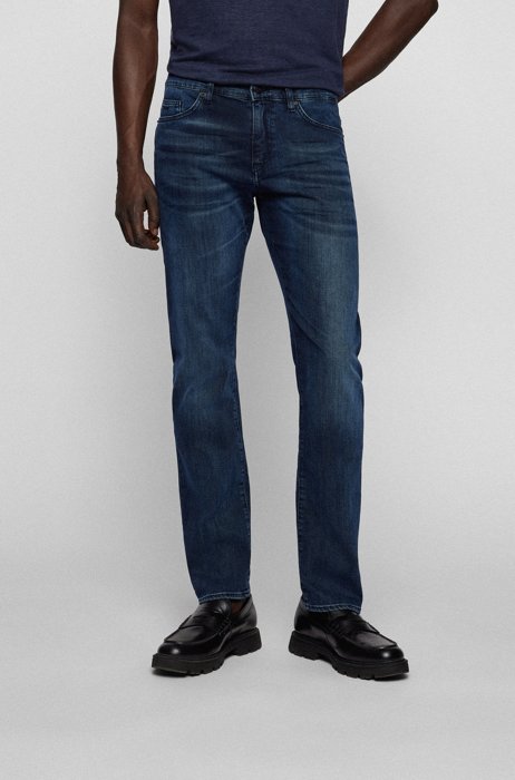 Slim-fit jeans van blauw comfortabel stretchdenim, Donkerblauw