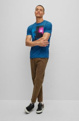 HUGO Shirt Met Lange Mouwen En All-over Logo Heren Kleding voor voor Shorts Model donnery in het Grijs voor heren 