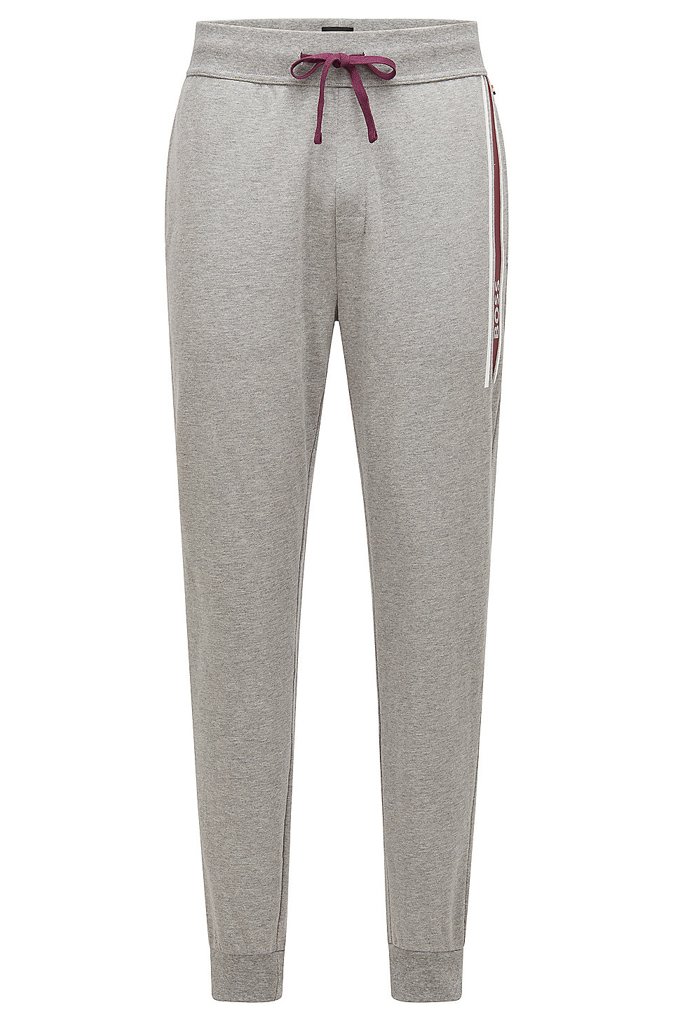 BOSS - Cotton-terry tracksuit bottoms with stripes and logo