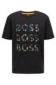 Relaxed-fit T-shirt van katoenen jersey met drie logo’s, Zwart