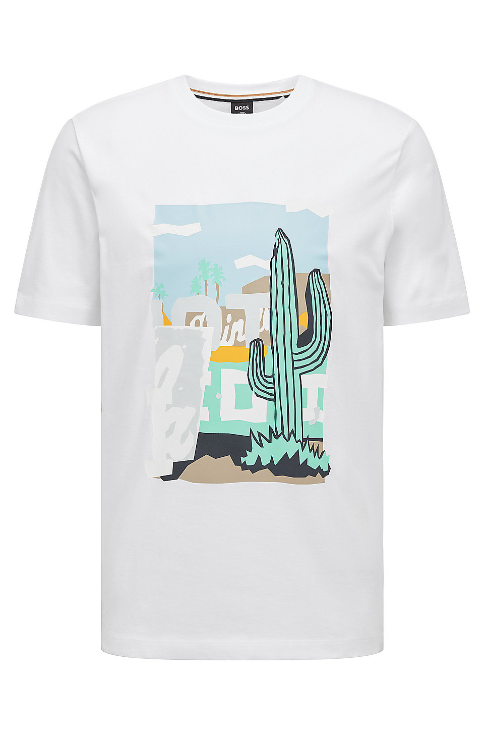 BOSS - Cotton-jersey regular-fit T-shirt with summery artwork