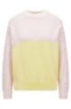 Colour-blocked organic-cotton sweater with lace inserts, Yellow Patterned