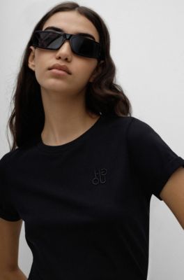 HUGO Cottonjersey slimfit Tshirt with stacked logo