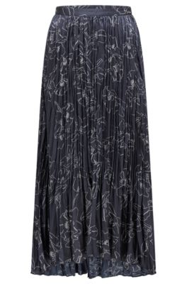 HUGO BOSS FLORAL-PRINT MIDI SKIRT IN CRINKLED RECYCLED FABRIC