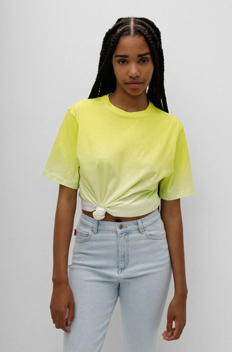Relaxed-fit T-shirt in cotton with ombré effect, Yellow