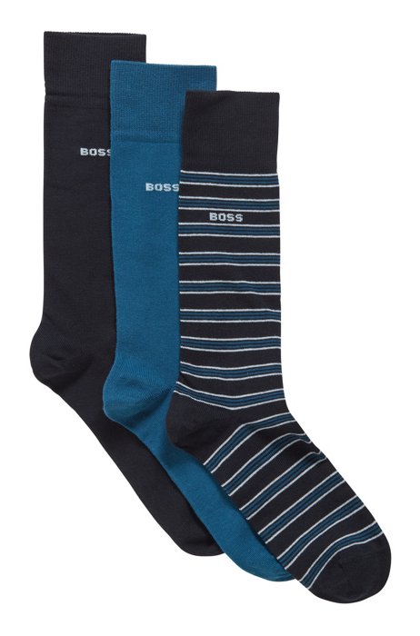 Three-pack of socks in a regular length, Dark Blue