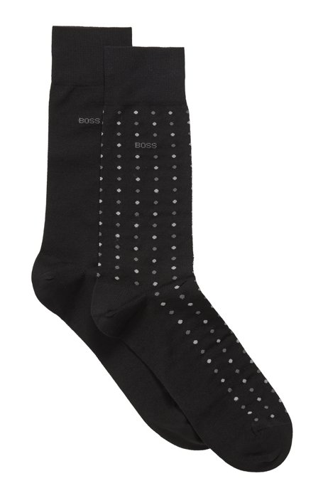 Two-pack of regular-length socks in a mercerised-cotton blend, Black
