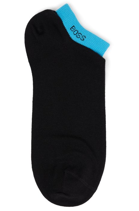 Five-pack of unisex ankle socks with branded cuffs, Black