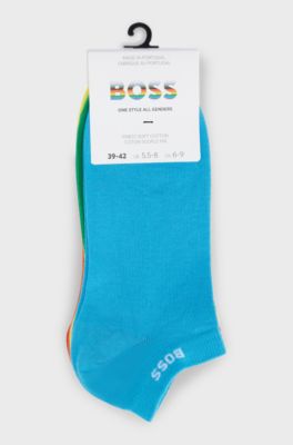 Five-pack of unisex ankle socks with branded cuffs, Green / Blue / Yellow / Orange / Red