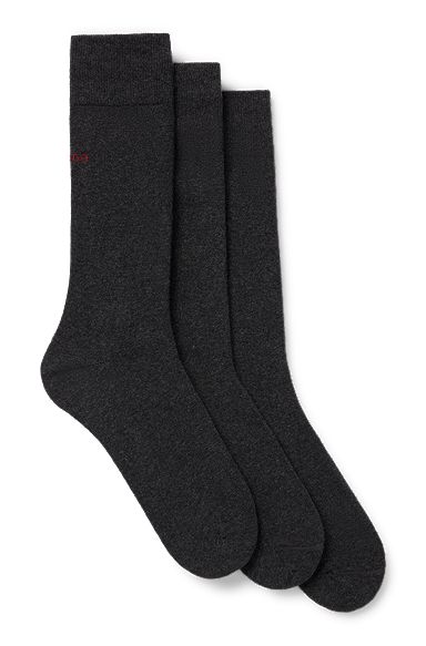 Set van drie paar sokken met normale lengte van een katoenmix, Donkergrijs